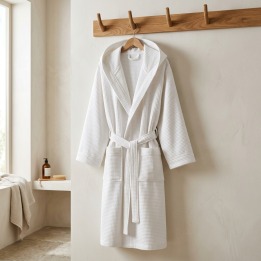 Accappatoio con Cappuccio Unisex Puro Cotone Nido d'Ape