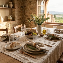 Runner Tavola Moderno in Tessuto Spigato Jacquard